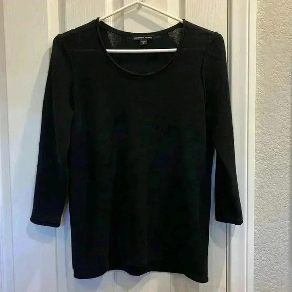 James Perse 100% Cashmere Black 3/4  Crewneck Sweater Pullover Top Sz 2 = M - Picture 1 of 11